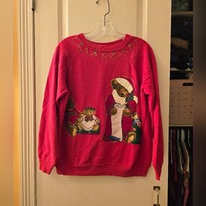 Hanes Her Way Vintage Christmas Crewneck Red Sz M